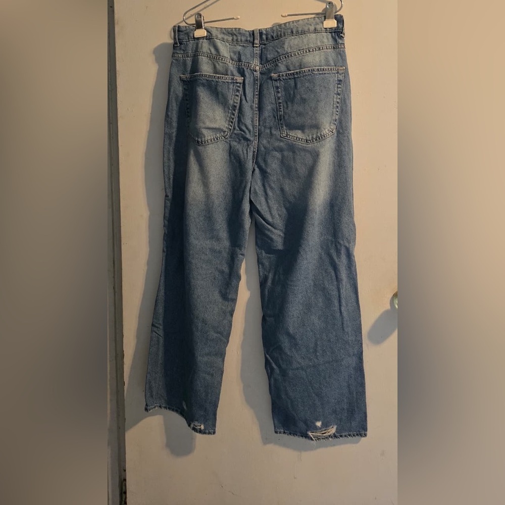 H&M Light Blue Ripped Straight Leg Jeans - Picture 10 of 13